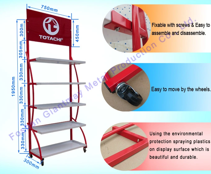 High Quality Floor Standing Motor Oil Display Rack Oil Bottle Exhibition Stand Shelves